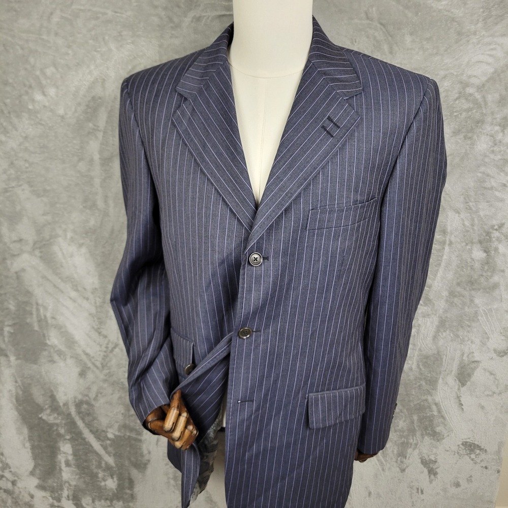 Ranieri Uomo Men's 40R Pinstripe 3-Button Super 150s 100% Italian Wool Blazer
